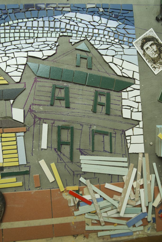 Mosaic under construction